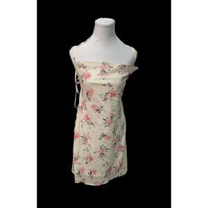Reverse Womens Backless Dress Size L Yellow Pink Floral Strappy Rose Print Chic